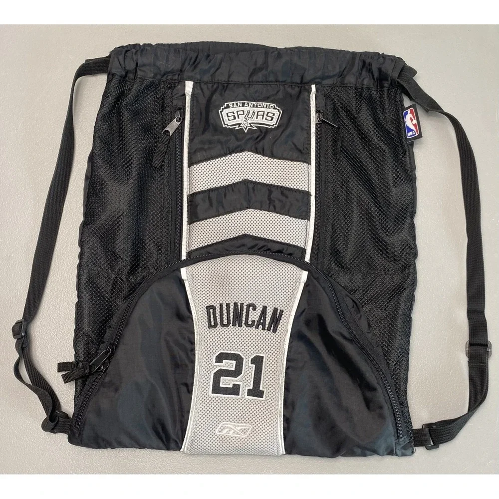 San Antonio Spurs Tim Duncan #21 NBA Reebok Stringer Bag/Backpack Vintage Black